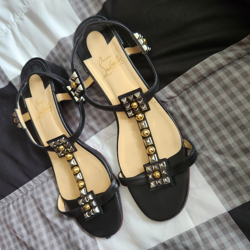 Christian Louboutin Black Studded Women's Sandals